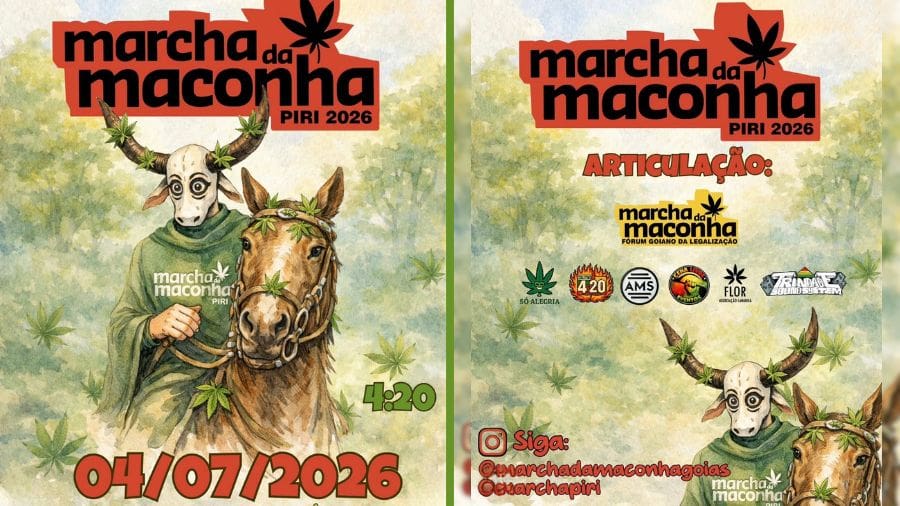 Pirenópolis recebe no próximo dia 4 de julho, sábado, mais uma edição da Marcha da Maconha Piri 2026