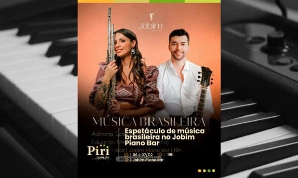 Música brasileira no Jobim Piano Bar com flauta e guitarra
