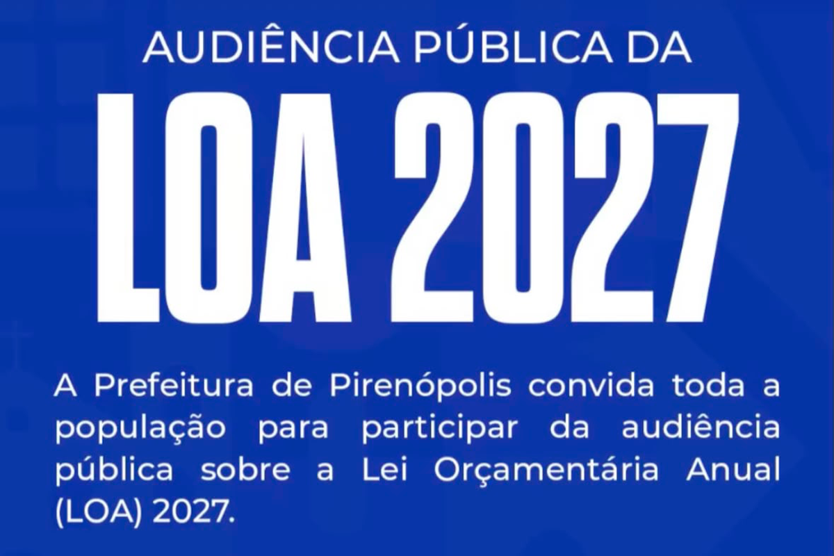 Audiência Pública da LOA 2027 acontece nesta quarta em Pirenópolis