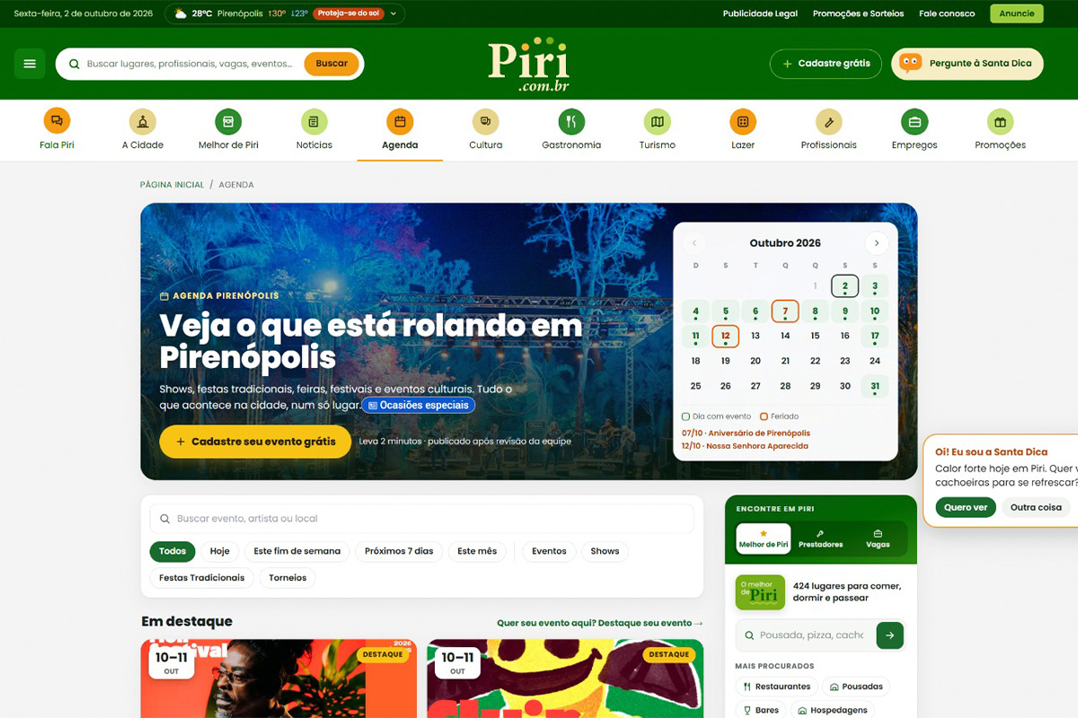 Portal Piri está de cara nova e amplia serviços gratuitos em Pirenópolis Portal Piri está de cara nova e amplia serviços gratuitos em Pirenópolis