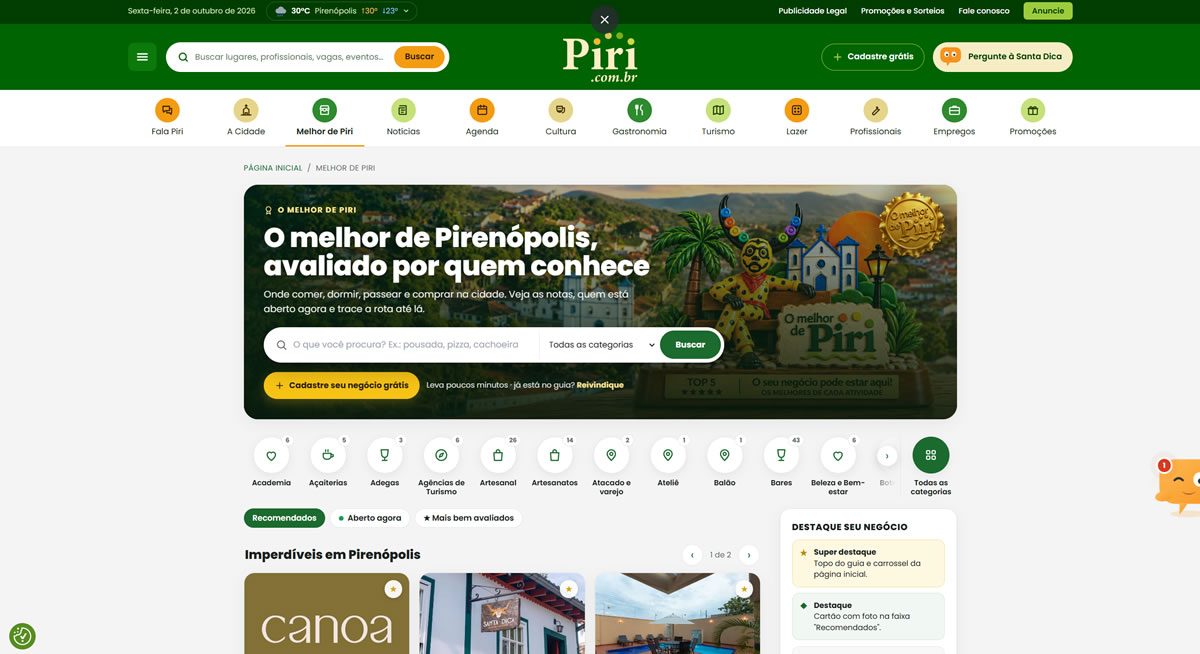 Portal Piri está de cara nova e amplia serviços gratuitos em Pirenópolis Portal Piri está de cara nova e amplia serviços gratuitos em Pirenópolis